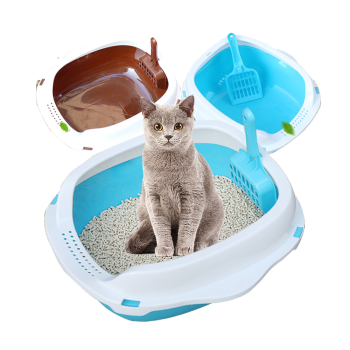 猫砂盆半閉塞式猫トレベトナイト猫用品猫の糞鉢はスパン水色(Lサズ54×46 cm）をプレゼにします。